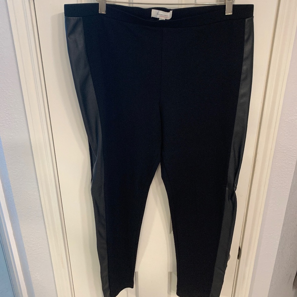Black leggings with pleather sides.